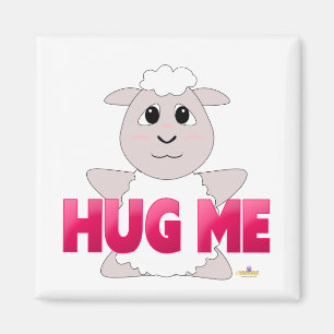 Huggy White Sheep Pink Umarmung Magnet