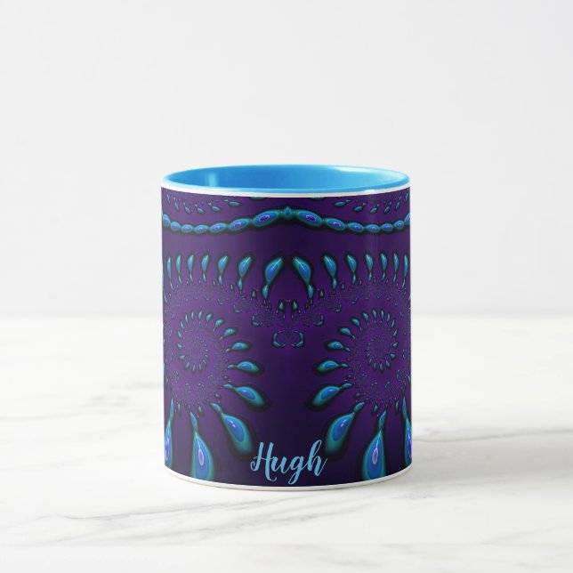 HUGH ~ GLOSSY 3D Zany Blue Fraktal ~ Tassen (Zentrum)