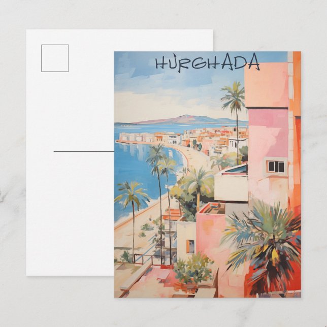 Hugharda Egypt Travel City Painting Aesthetic Postkarte (Vorne/Hinten)