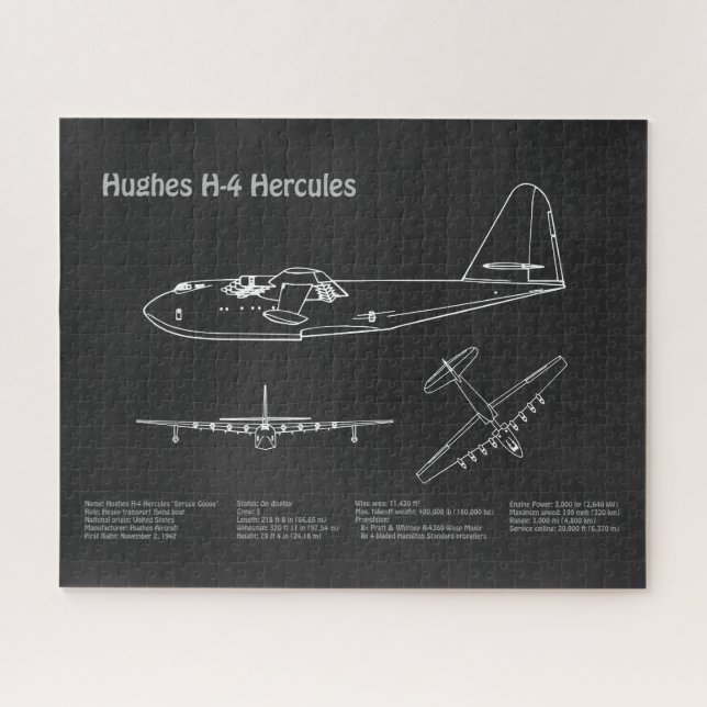 Hughes H-4 Hercules Spruce Goose - Flugzeugpläne Puzzle (Horizontal)