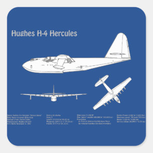 Hughes H-4 Hercules Spruce Goose - Flugzeugpläne Quadratischer Aufkleber