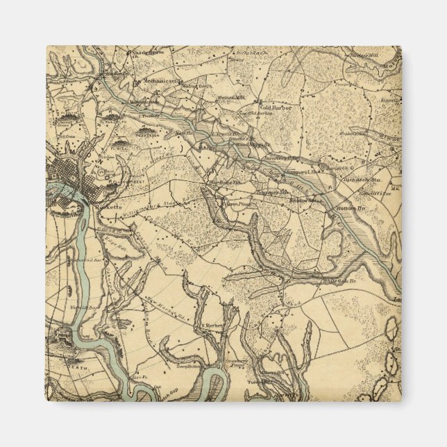 Hughes Military Map von Richmond und Petersburgh Magnet (Vorne)