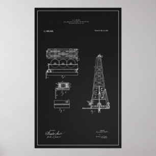 HUGHES TOOL COMPANY ÖL DERRICK PATENT 1916 POSTER
