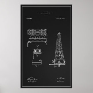 HUGHES TOOL COMPANY ÖL DERRICK PATENT 1916 POSTER