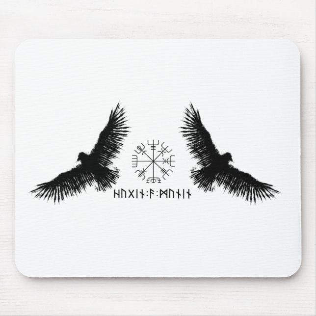 Hugin & Munin | Vegvisier | Odins Raben | schwarz Mousepad (Vorne)