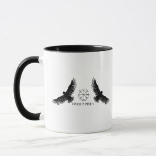 Hugin & Munin Vegvisir Odins Raben schwarz Tasse