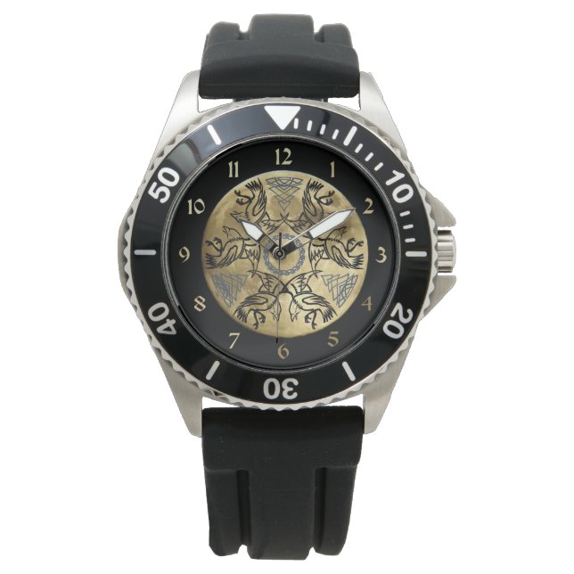 Huginn & Muninn Armbanduhr (Vorderseite)