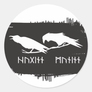 Huginn und Muninn Wikinger Raben nordeuropäische T Runder Aufkleber