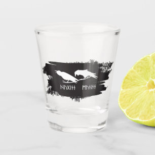 Huginn und Muninn Wikinger Raben nordeuropäische T Schnapsglas