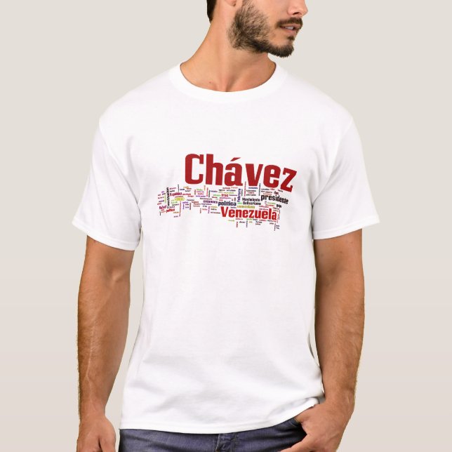 Hugo Chavez - Viele farbige Worte T-Shirt (Vorderseite)