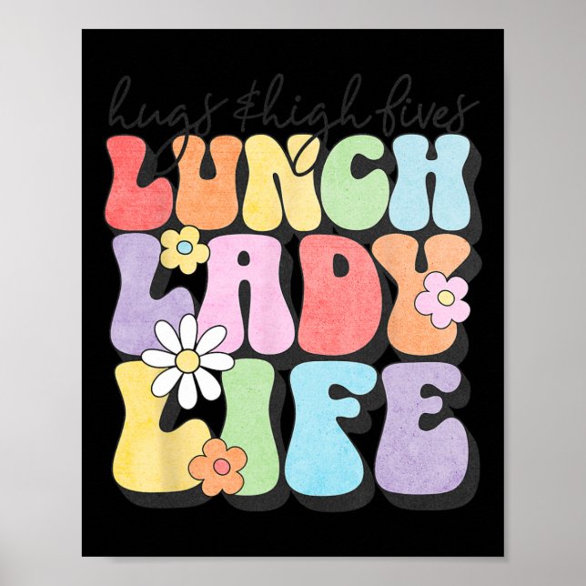 Hugs Amp; High Fives Lunch Lady Vibes School Apple Poster (Vorne)
