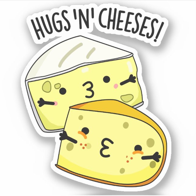 Hugs and Cheeses Funny Cheese Puff Aufkleber (Vorderseite)