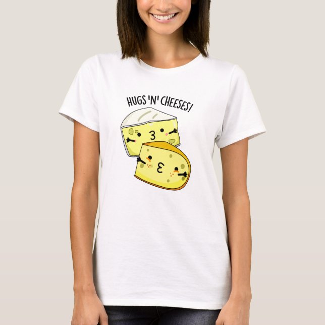 Hugs and Cheeses Funny Cheese Puff T-Shirt (Vorderseite)