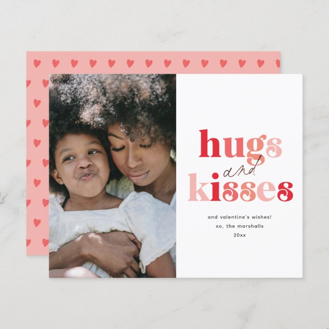 Hugs and Kisses Budget Foto Valentine's Day Card (Vorne/Hinten)
