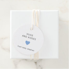 Hugs and Kisses Modern Blue Boy Baby Shower Geschenkanhänger