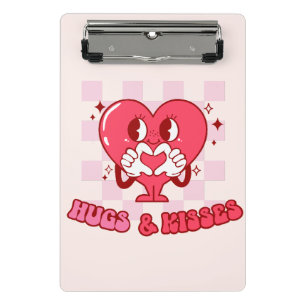 "Hugs and Kisses" Niedliches und liebenswertes r Mini Klemmbrett