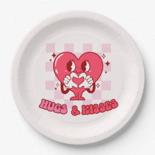 "Hugs and Kisses" Niedliches und liebenswertes r Pappteller