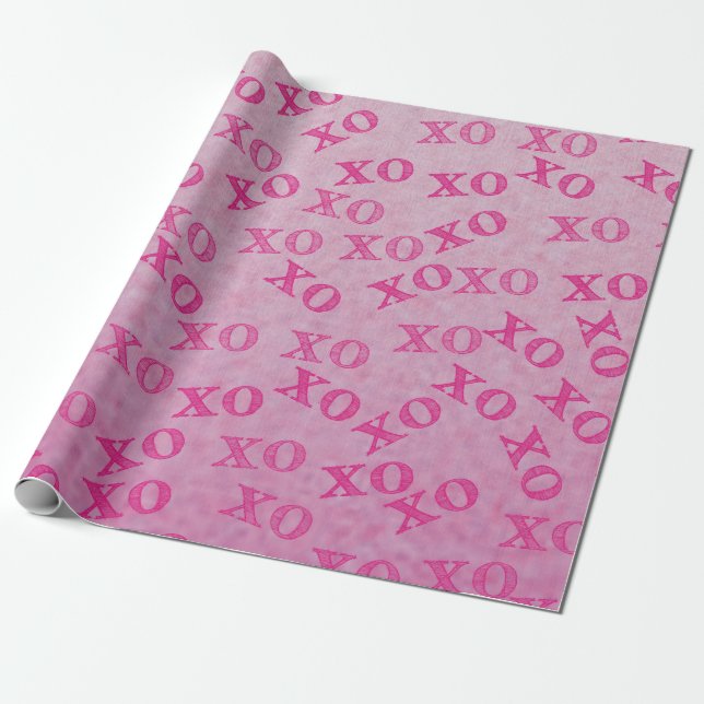 Hugs and Kisses Pink XO Geschenkpapier (Ungerollt)
