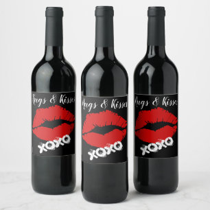 "Hugs and Kisses" / Rote Lippen Weinetikett
