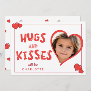 Hugs and Kisses Valentine's Day Custom Foto Mitteilungskarte