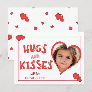 Hugs and Kisses Valentine's Day Custom Foto Postkarte