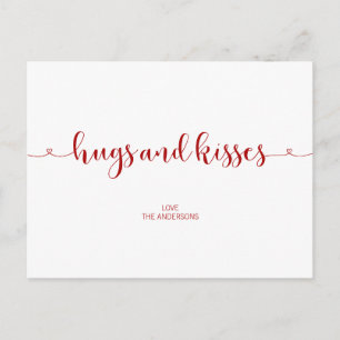 Hugs and Kisses Valentine's Day Postcard Feiertagspostkarte