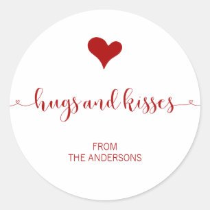 Hugs and Kisses Valentine's Day Sticker