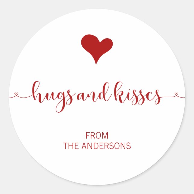 Hugs and Kisses Valentine's Day Sticker (Vorderseite)