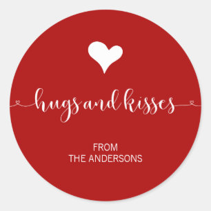 Hugs and Kisses Valentine's Day Sticker