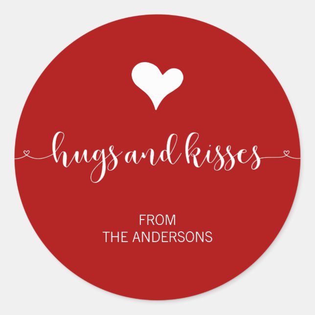 Hugs and Kisses Valentine's Day Sticker (Vorderseite)