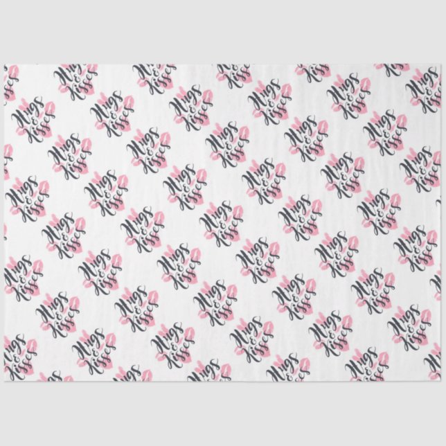 Hugs and Kisses with Hearts Tissue Seidenpapier (Vorderseite)