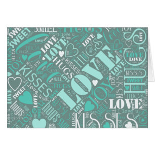 Hugs and Kisses Word Cloud Aquamarin ID286