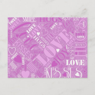 Hugs and Kisses Word Cloud Gold ID286 Postkarte