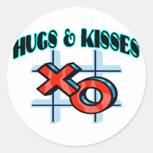 Hugs and Kisses XO Runder Aufkleber