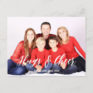 Hugs & Cheer Christmas Family Foto Feiertagspostkarte