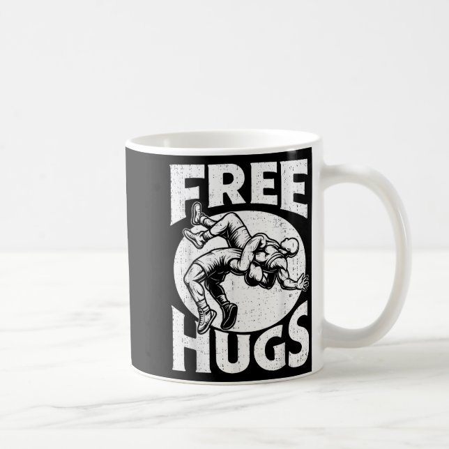 Hugs Funny Wrestling Humor Wrestler Wrestle Men Wo Kaffeetasse (Rechts)
