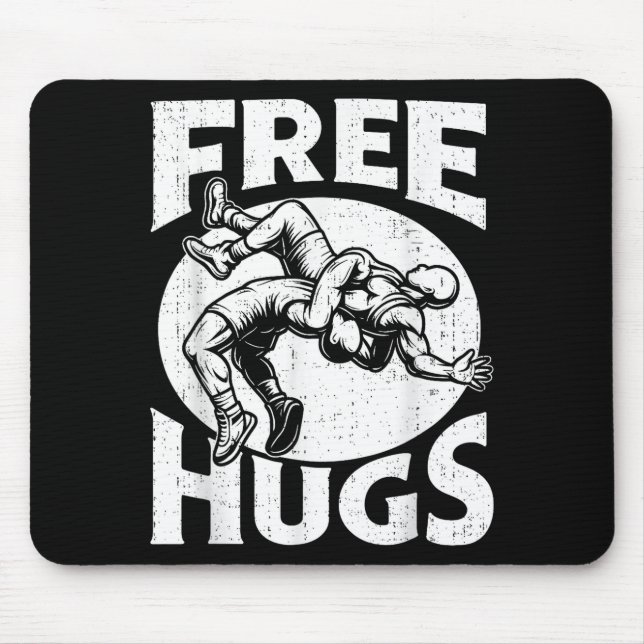 Hugs Funny Wrestling Humor Wrestler Wrestle Men Wo Mousepad (Vorne)