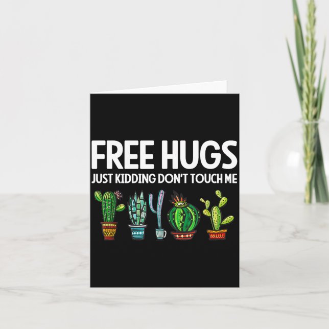 Hugs Just Kidding Don't Touch Me Funny Cactus Joke Karte (Vorderseite)