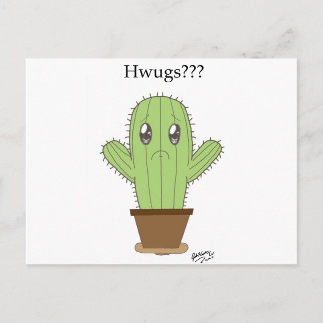 "Hugs???" Kaktus Postkarte (Vorderseite)