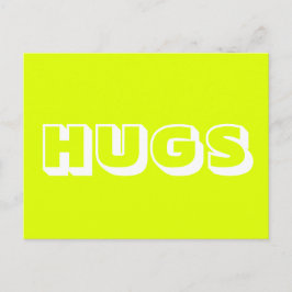 Hugs, kartreuse weiß postkarte
