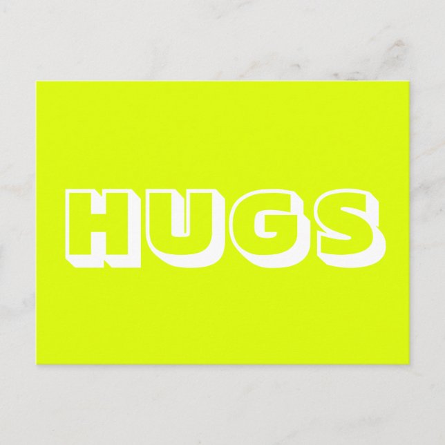 Hugs, kartreuse weiß postkarte (Vorderseite)