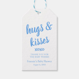 Hugs & Kisses Blue danke Ihnen Baby Shower Geschen Geschenkanhänger