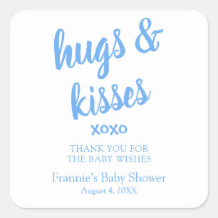 Hugs & Kisses Blue danke Ihnen Baby Shower Quadratischer Aufkleber