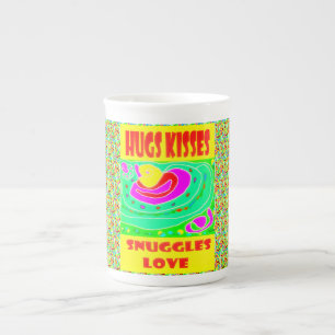 Hugs Kisses Design für Kinder Spaß Schlangenfarben Prozellantasse