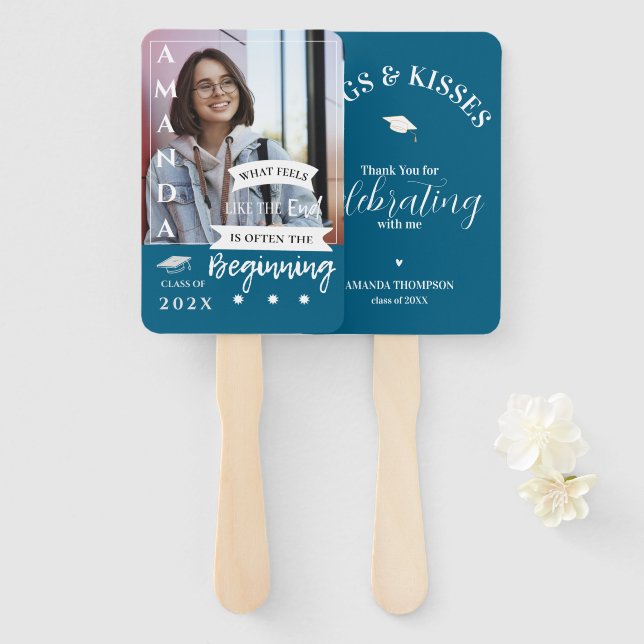 Hugs Kisses Foto Quote Class Abschluss Vielen Dank Fächer (Vorne und Hinten)