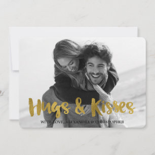 Hugs & Kisses Gold Foil Valentine's Day Foto Feiertagskarte