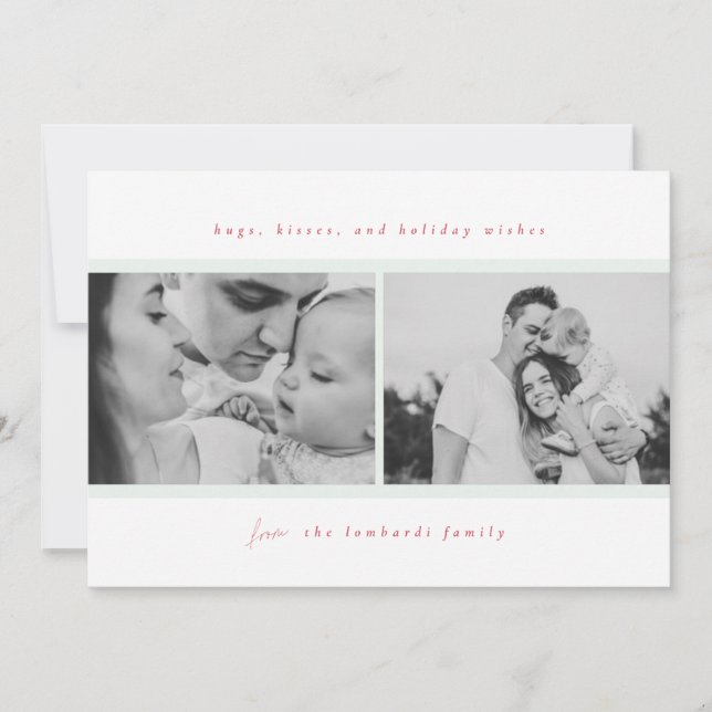 Hugs, Kisses, Holiday Wishs Green Ankündigung (Vorderseite)