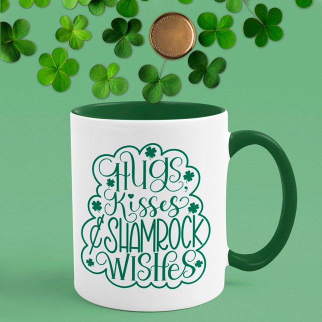 Hugs, Kisses & Kleeblatt wünscht St. Patrick's Day Tasse (Von Creator hochgeladen)