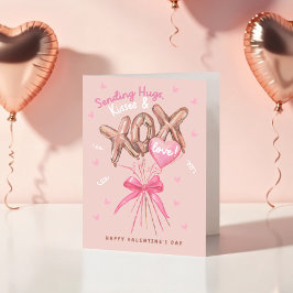 Hugs Kisses & Liebe Foil Balloons Valentine Card Feiertagskarte