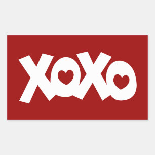 Hugs & Kisses Liebe & Herz Rechteckiger Aufkleber